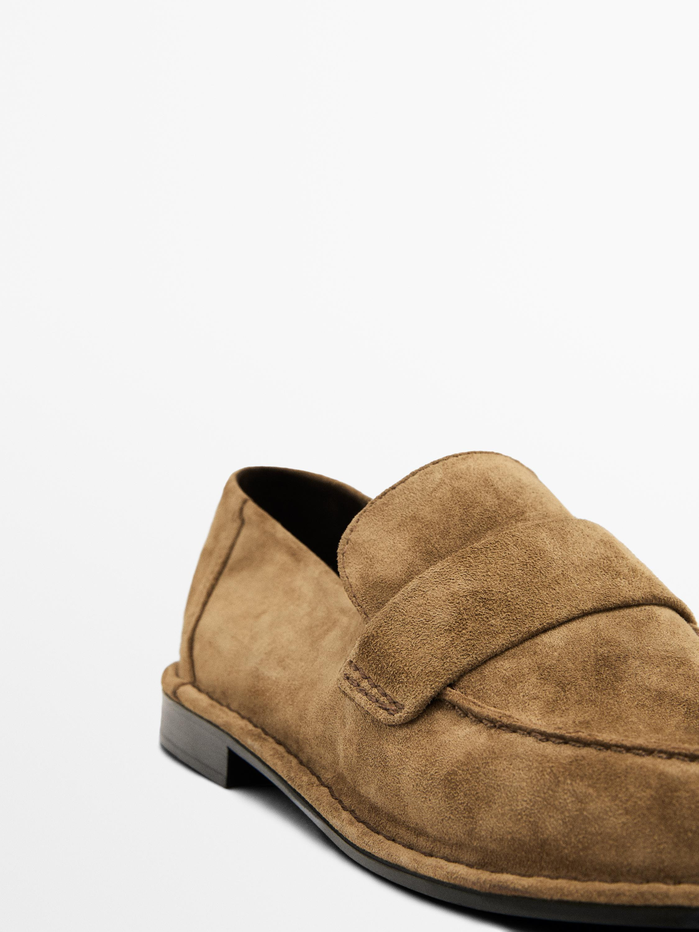 Soft split suede loafers | Massimo Dutti US