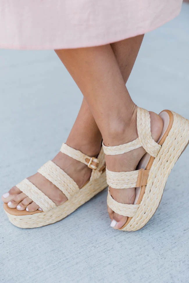 Addie Raffia Beige Platform Wedges FINAL SALE | The Pink Lily Boutique