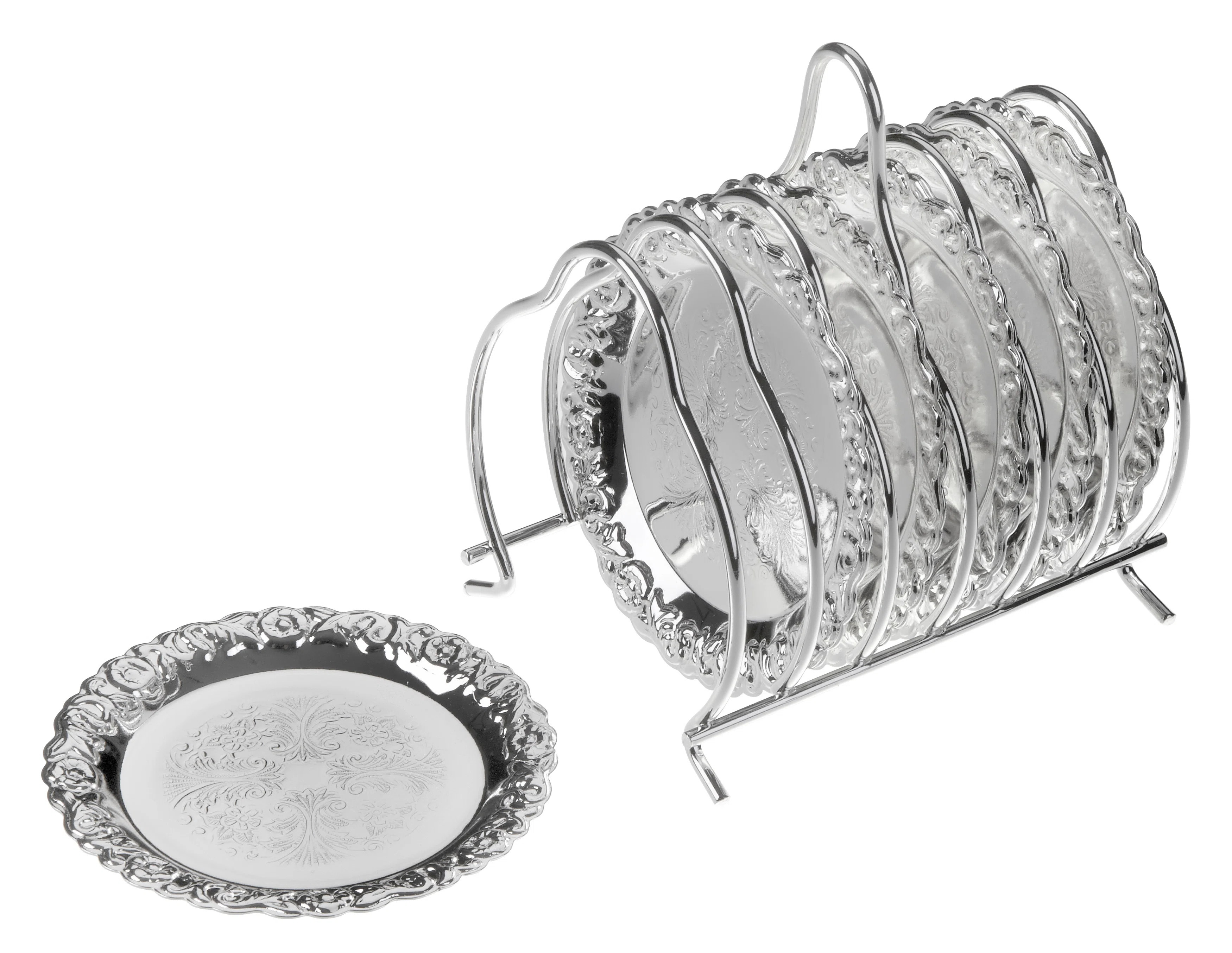 Queen Anne 7 Piece Coaster Set with Holder | Perigold