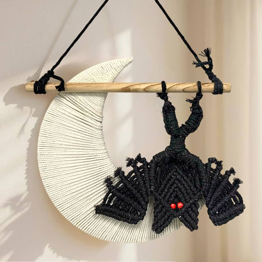 Halloween Party Macrame Wall Hangings, Handmade Boho Witchy Spooky Holiday Indoor Outdoor Decor f... | Amazon (US)