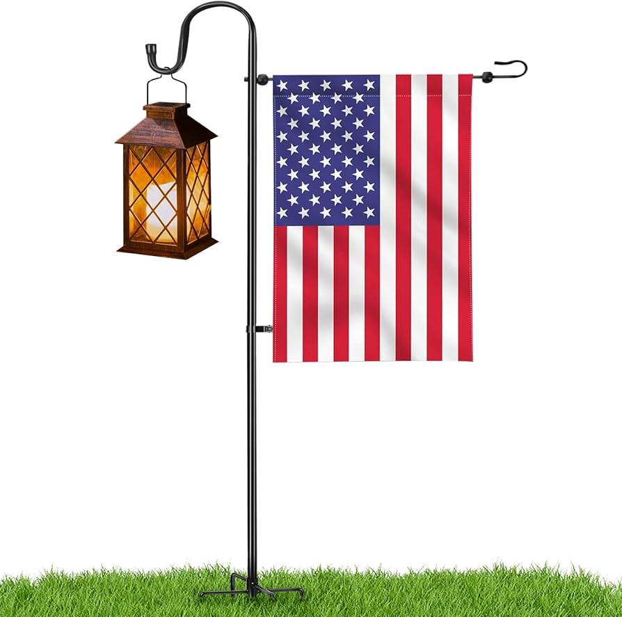 LOPANNY Garden Flag Stand - Upgraded Garden Flag Pole with Shepherd Hooks for 12 x 18" Flag, 45IN... | Amazon (US)