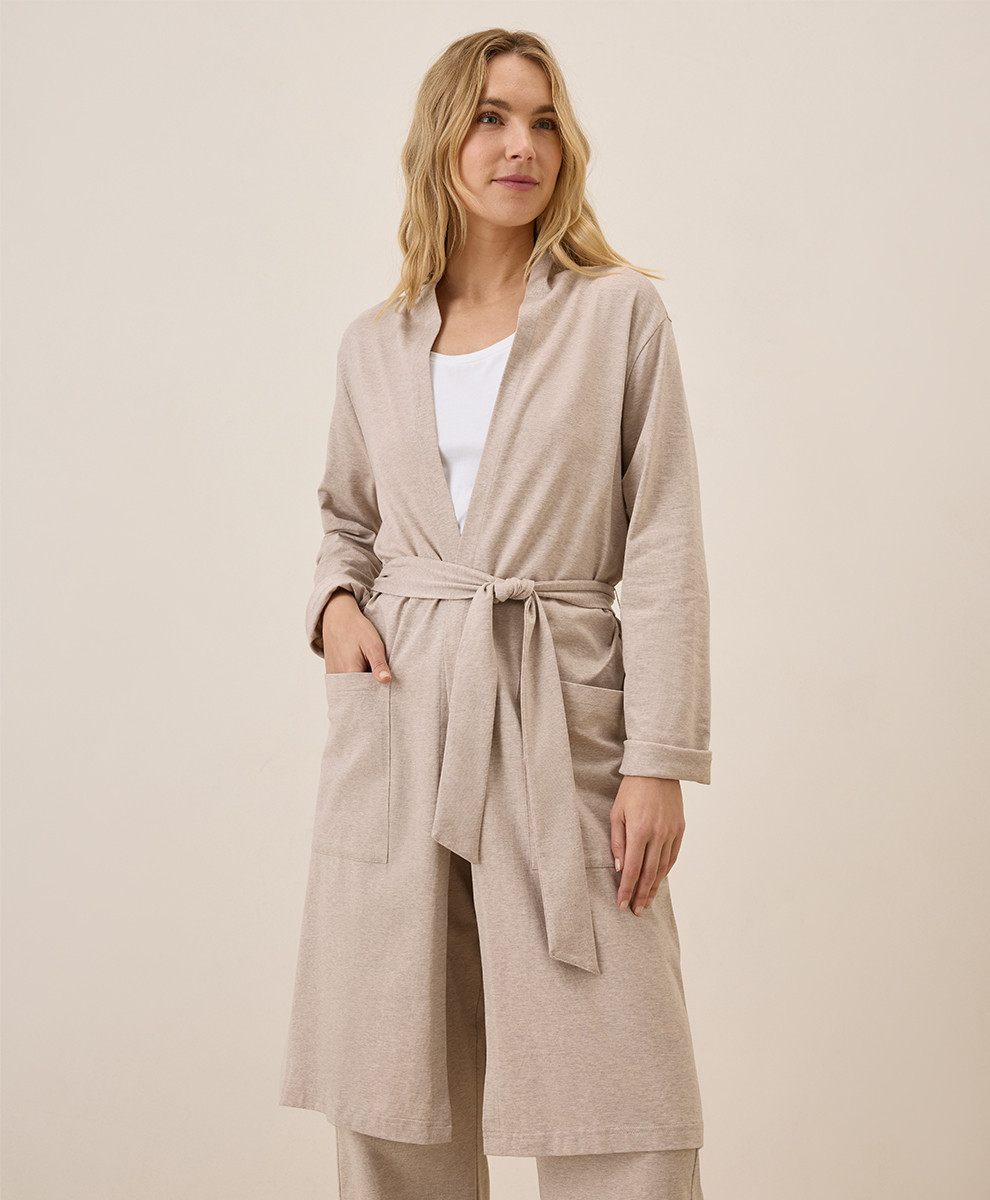 Women's Oat Heather Cool Stretch Lounge Duster L | Pact Apparel