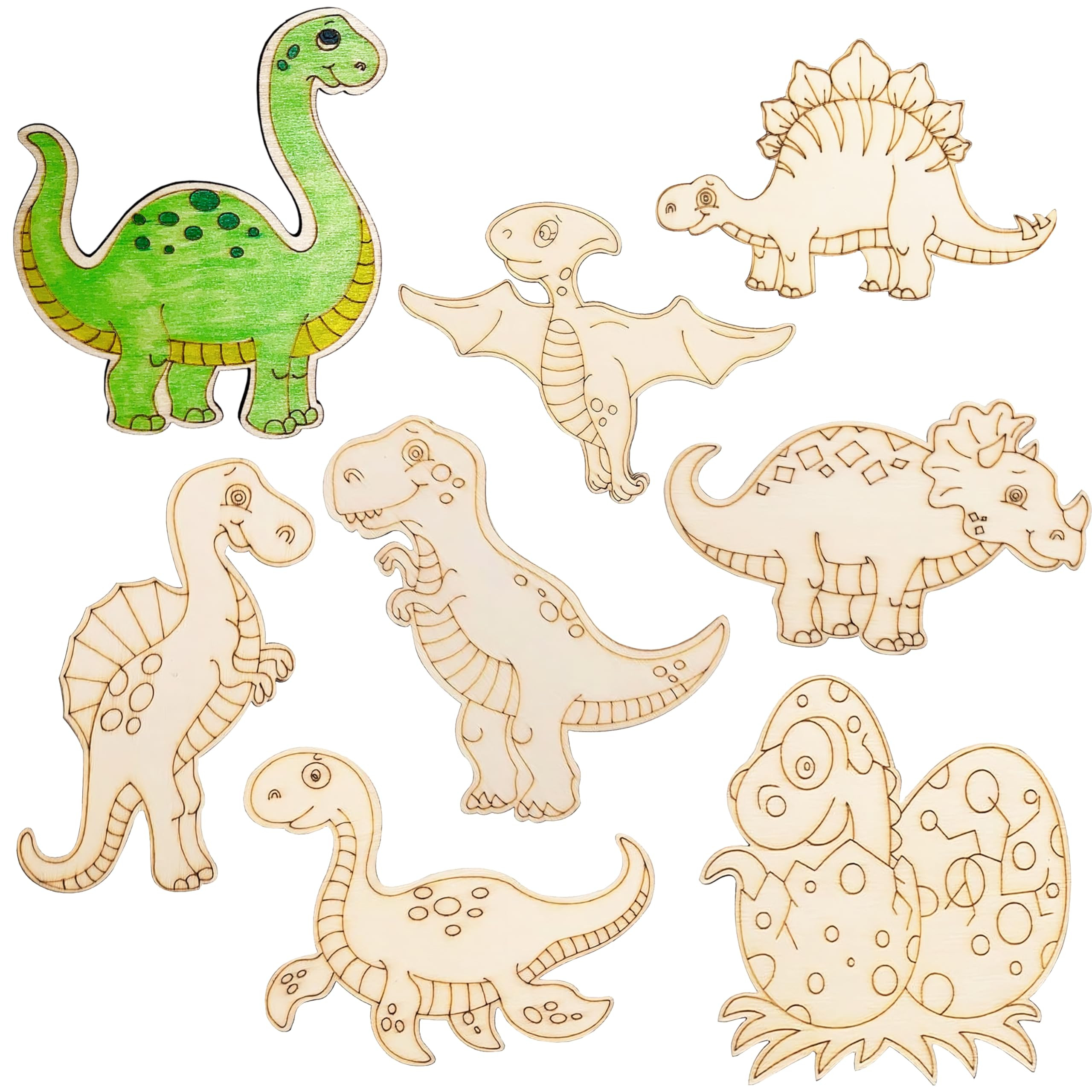 Dinosaur Wooden Paint Crafts, Life-Mate Unfinished Wood Cutouts with Storage Box for Kids DIY Art... | Amazon (US)