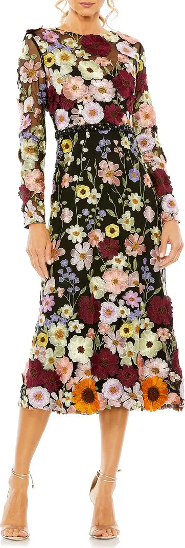 Mac Duggal Floral Embroidered Long Sleeve Cocktail Dress | Nordstrom | Nordstrom