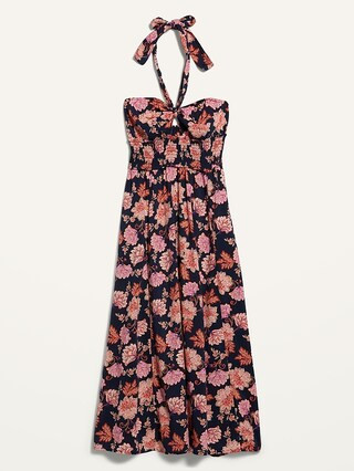 Fit & Flare Sleeveless Halter Floral-Print Maxi Dress for Women | Old Navy (US)