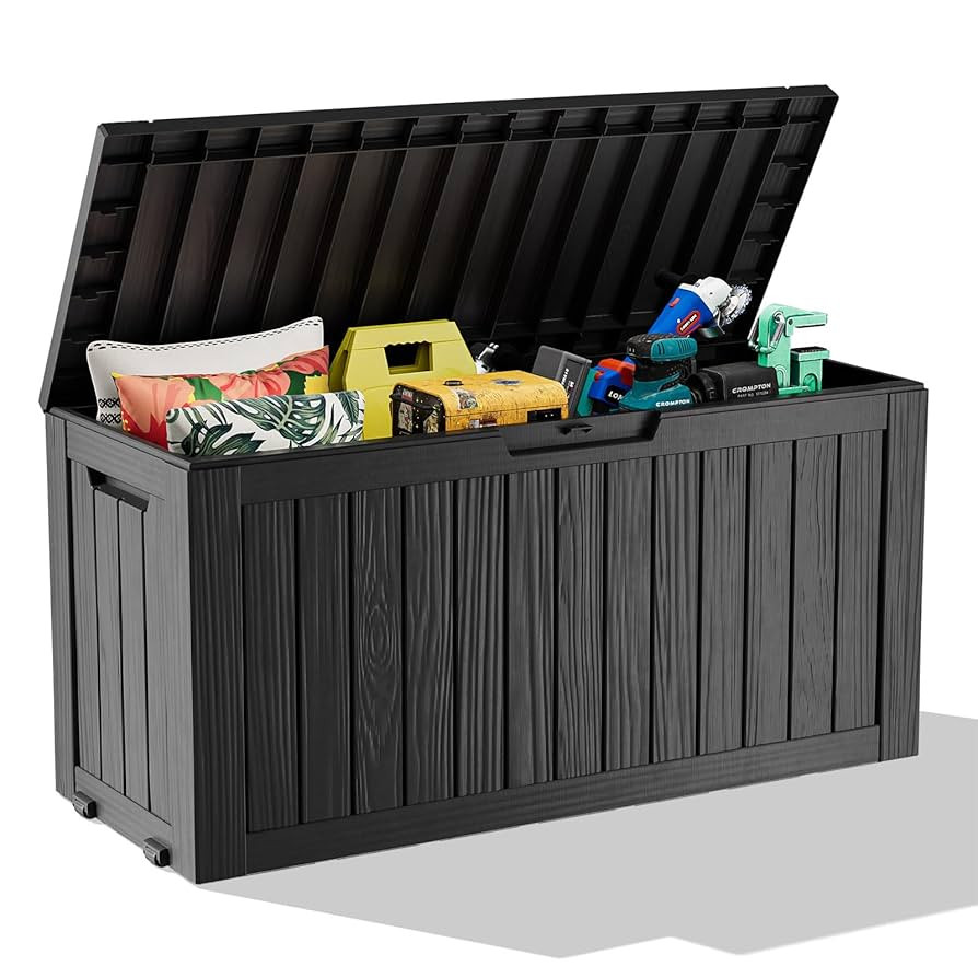 Outdoor Storage Box with Wheels – 75 Gallon Mobile Waterproof Resin Deck Box, Lockable Storage ... | Amazon (US)