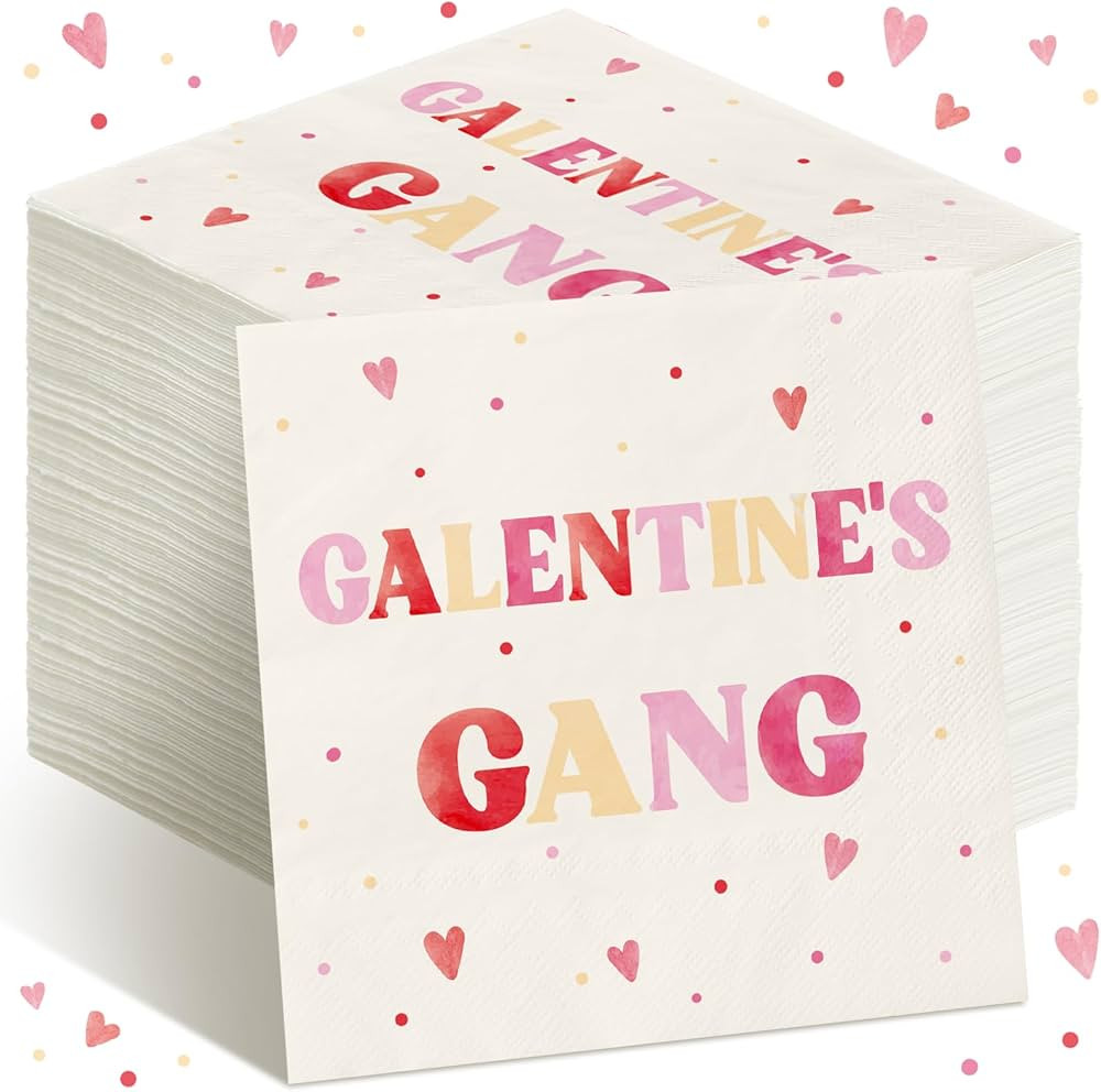 100 Pack Galentine's Gang Napkins Disposable Folded Napkins 10 x 10 Inches Valentine's Day Party ... | Amazon (US)