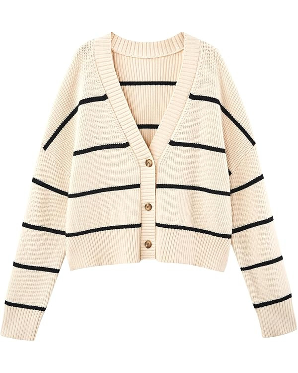 LILLUSORY Women's Cropped Cardigan Oversized Button Sweaters Fall Trendy Knit Dressy Fashion Outf... | Amazon (US)