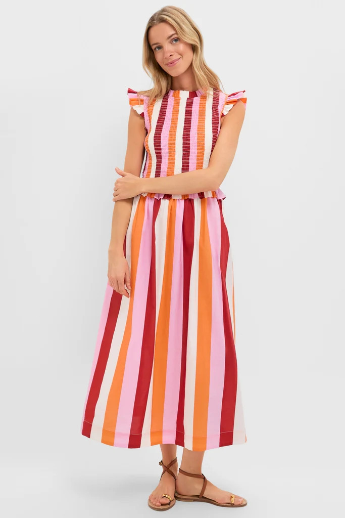 Orange, Pink & Crimson Stripe Smocked Sully Dress | Tuckernuck (US)