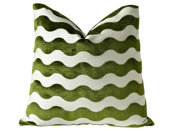 Schumacher Miles Redd Pillow Cover in Lettuce Green, Decorative Pillows, Cut Velvet Pillows | Etsy (US)