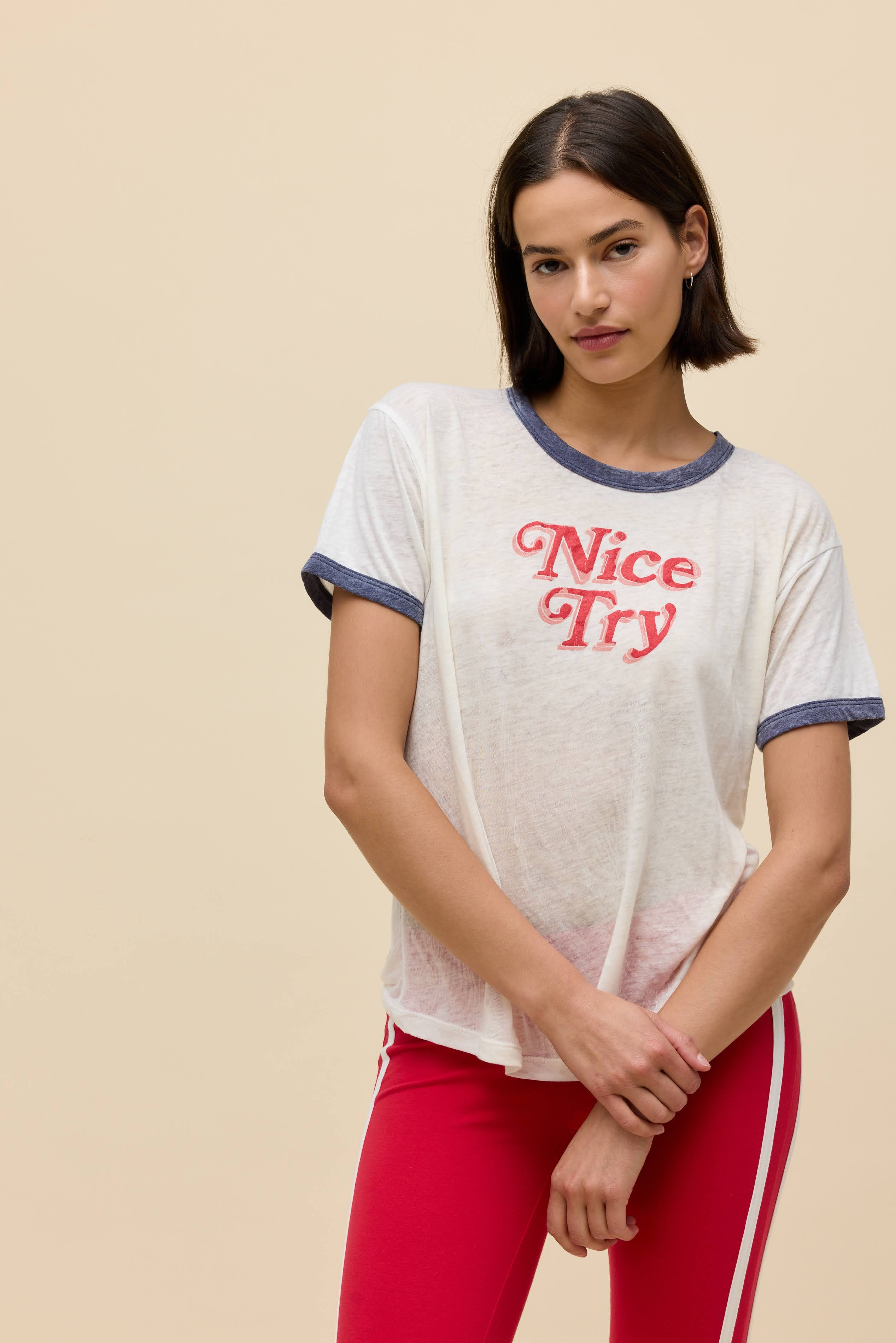 Nice Try Burnout Ringer Tee | Daydreamer