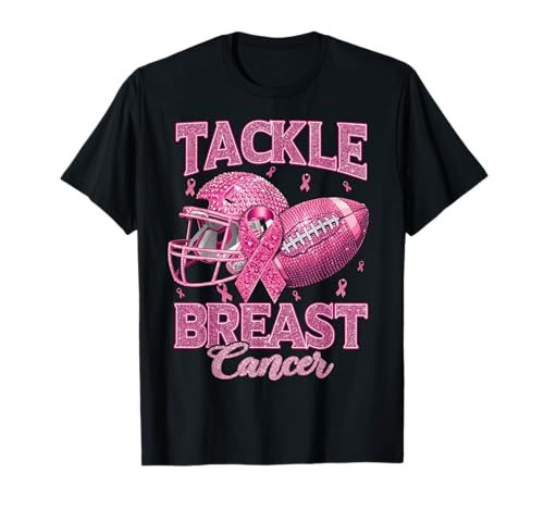 Tackle Breast Cancer Awareness American Football Pink Ribbon T-Shirt | Amazon (US)