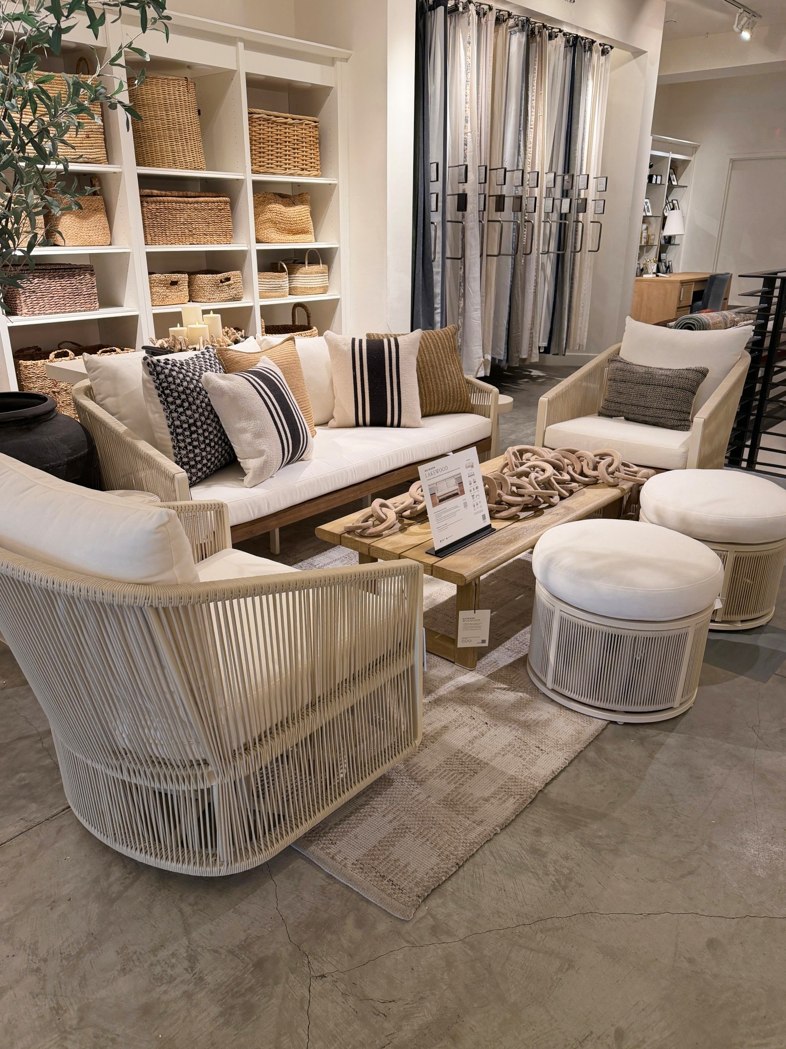 Patio inspo! 😍 Featuring the Lakewood Rope Collection from Pottery Barn—including the Lakewood Rope Swivel Outdoor Lounge Chair, Lakewood Rope Outdoor Sofa and the new Lakewood Rope Swivel Outdoor Stool. 🤍 The mix of braided rope, acacia wood, and an ivory steel frame gives this setup such a relaxed yet elevated outdoor look.🌿 A beautiful blend of texture and comfort for creating a cozy outdoor seating space. Linked the whole setup to shop!🤎 #PotteryBarn #PatioInspo #OutdoorFurniture

#LTKSeasonal #LTKSaleAlert #LTKHome