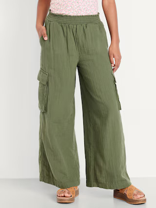 Double-Weave Wide-Leg Cargo Pants for Girls | Old Navy | Old Navy (US)