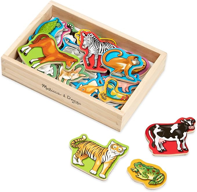 Melissa & Doug 20 Wooden Animal Magnets in a Box - Cute Animal Fridge Magnets, Refrigerator Magne... | Amazon (US)