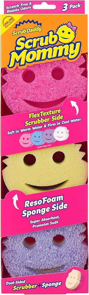 Scrub Daddy Scrub Mommy Sponges - Dish Scrubber + Non-Scratch Cleaning Sponges Kitchen, Bathroom ... | Amazon (US)