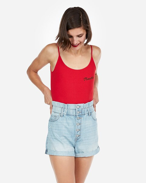 super high waisted cinched denim shorts | Express