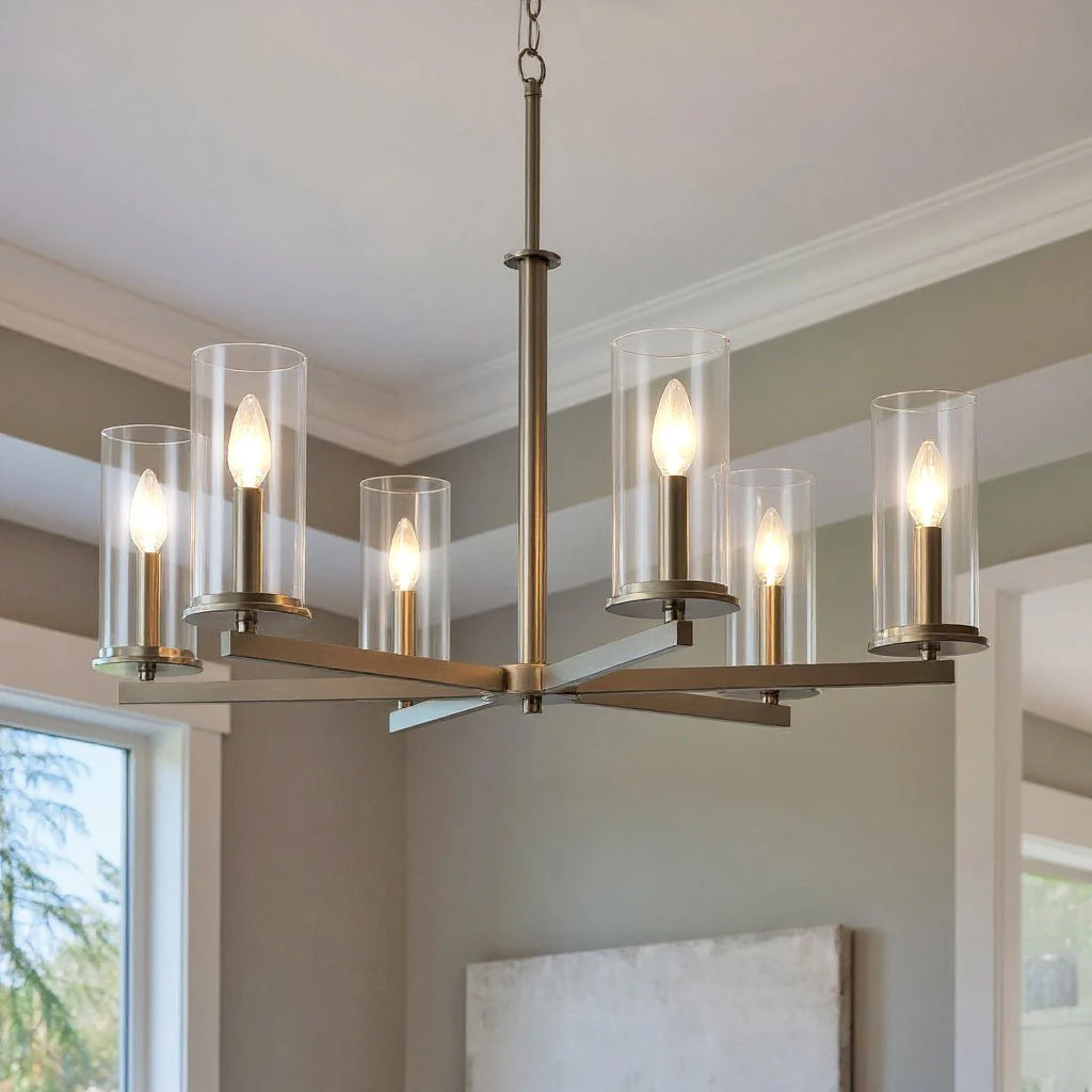 UKC20055 Transitional Indoor Chandelier, 21.75''H x 32.25''W x 32.25''Dep, Brushed Nickel Finish,... | Urban Ambiance, Inc.