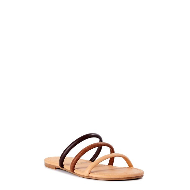 Melrose Ave Women's Faux Leather Three Strap Sandals - Walmart.com | Walmart (US)