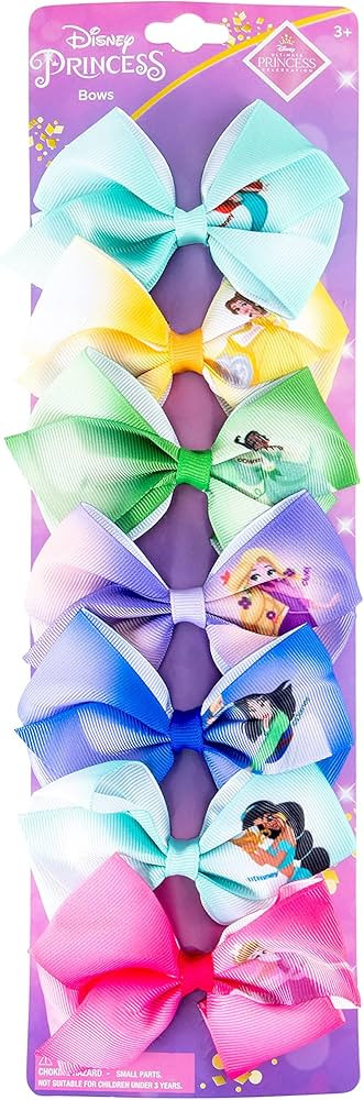 Disney Princess - Girls Hair Accessories Gift Set - Kids Hair Bows - 7 Pcs 4 Inch Bundle - Differ... | Amazon (US)
