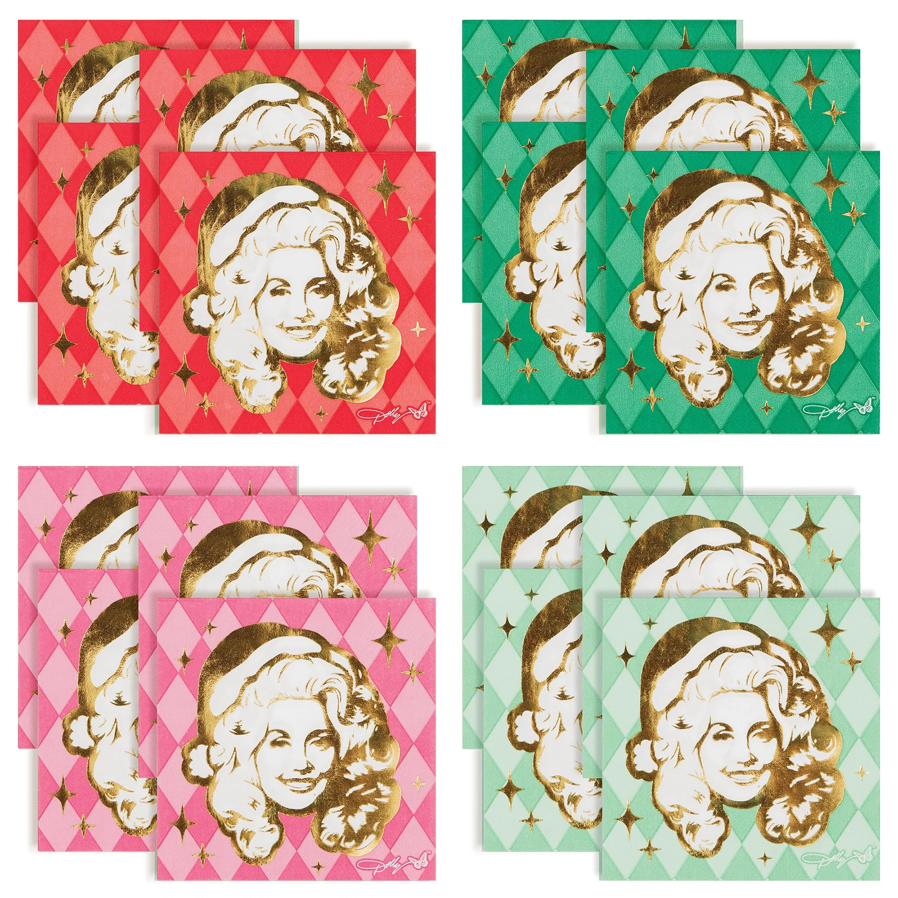 Dolly Parton Christmas Multicolor Disposable Beverage Napkins 5" x 5" 16 Count | Walmart (US)