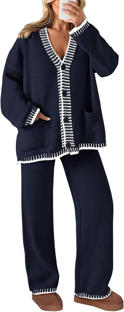 PRETTYGARDEN Lounge Sets for Women Fall 2025 Loungewear 2 Piece Outfits Cardigan Sweaters Track S... | Amazon (US)