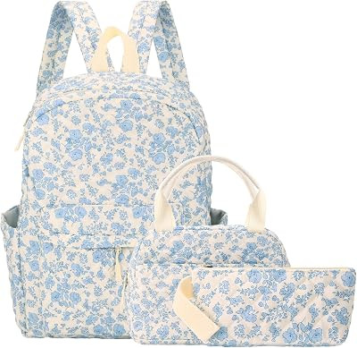Shyyween 3 Pcs Backpack Bags Set with Cotton Quilted School Lunch Box Pencil Bag Daypack Bookbags... | Amazon (US)