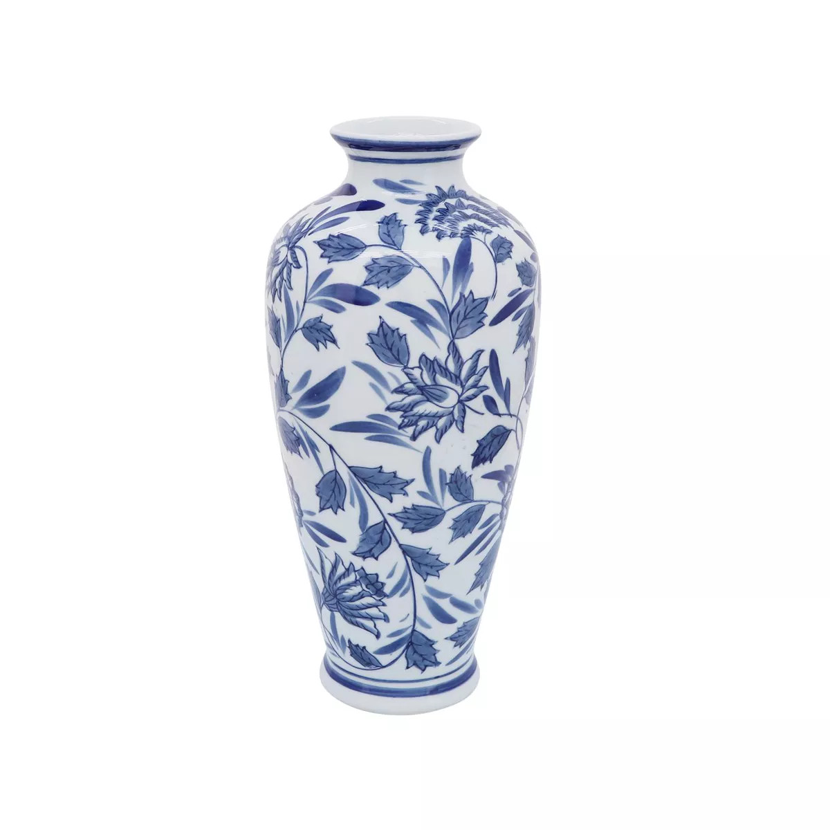Sagebrook Home 13" Ceramic Vase - Contemporary Blue and White Chinoiserie Design Floral Vase For ... | Target