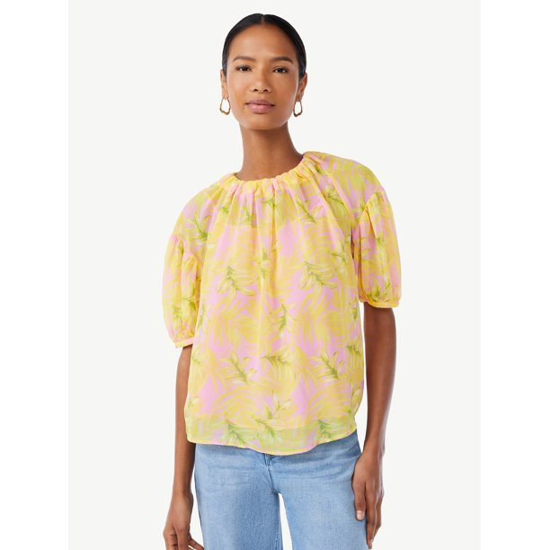 Scoop Women's Elbow Puff Sleeve Top | Walmart (US)
