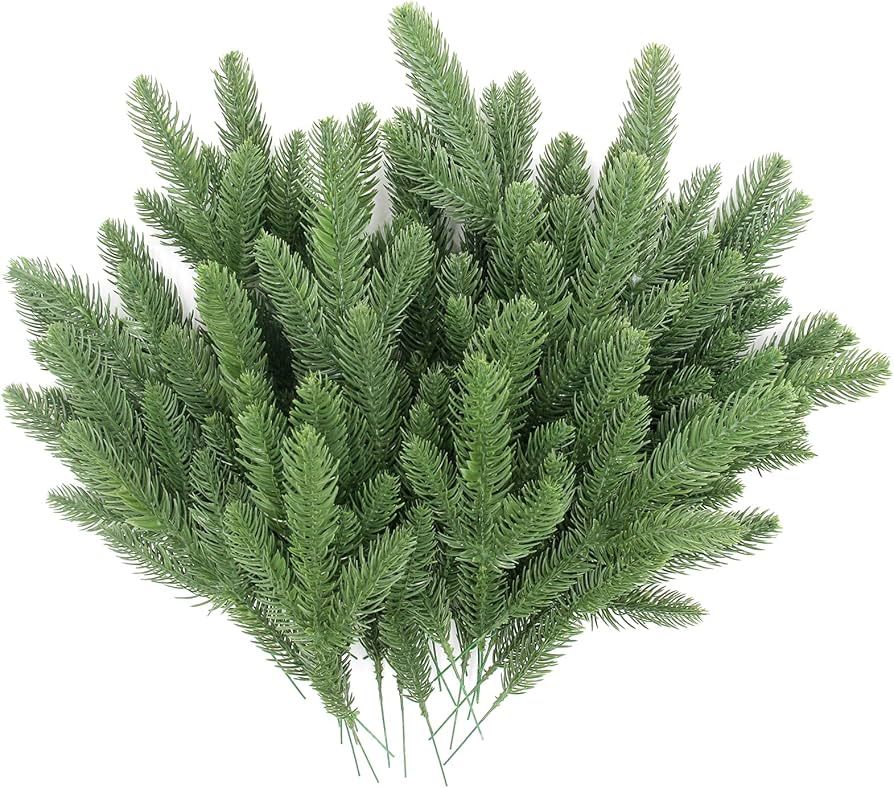 Hananona 50 Pcs Artificial Pine Branches Green Plants Pine Needles DIY Accessories for Garland Wr... | Amazon (US)