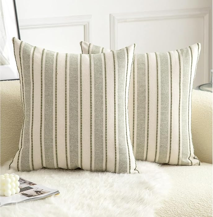 Decorative Boho Throw Pillow Covers, Farmhouse Textured Pillow Case, 18 x 18 Inch Set of 2, Chair... | Amazon (US)