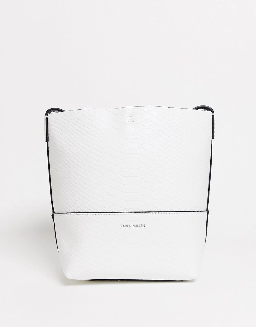 Karen Millen bucket bag in cream-White | ASOS (Global)