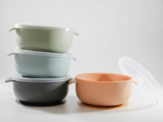 Silicone Baby Bowl with Lid - Silicone Bowl - Suction Bowl - Baby Led Weaning - Silicone Toddler ... | Etsy (US)