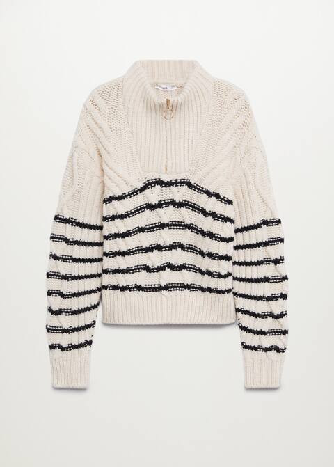 Contrasting knit sweater | MANGO (US)