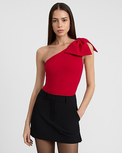 Bow One Shoulder Sleeveless Bodysuit | Express
