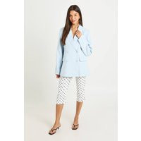 boohoo Women's Double Breasted Barrel Sleeve Blazer in Baby Blue | Size: 4 | Polyurethane/Woven | boohoo (US & Canada)