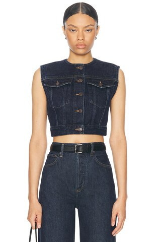 AGOLDE Leo Vest in Denim-Dark | FWRD 