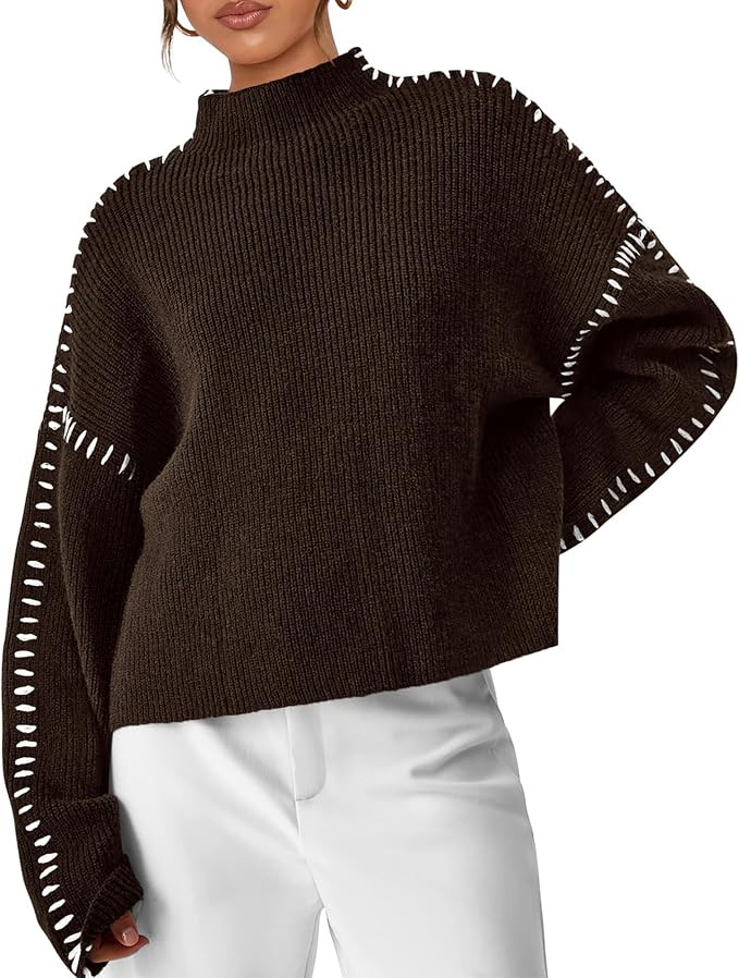 PRETTYGARDEN Women's Chunky Knit Sweaters 2025 Fall Long Sleeve Mock Neck Oversized Pullover Tops... | Amazon (US)