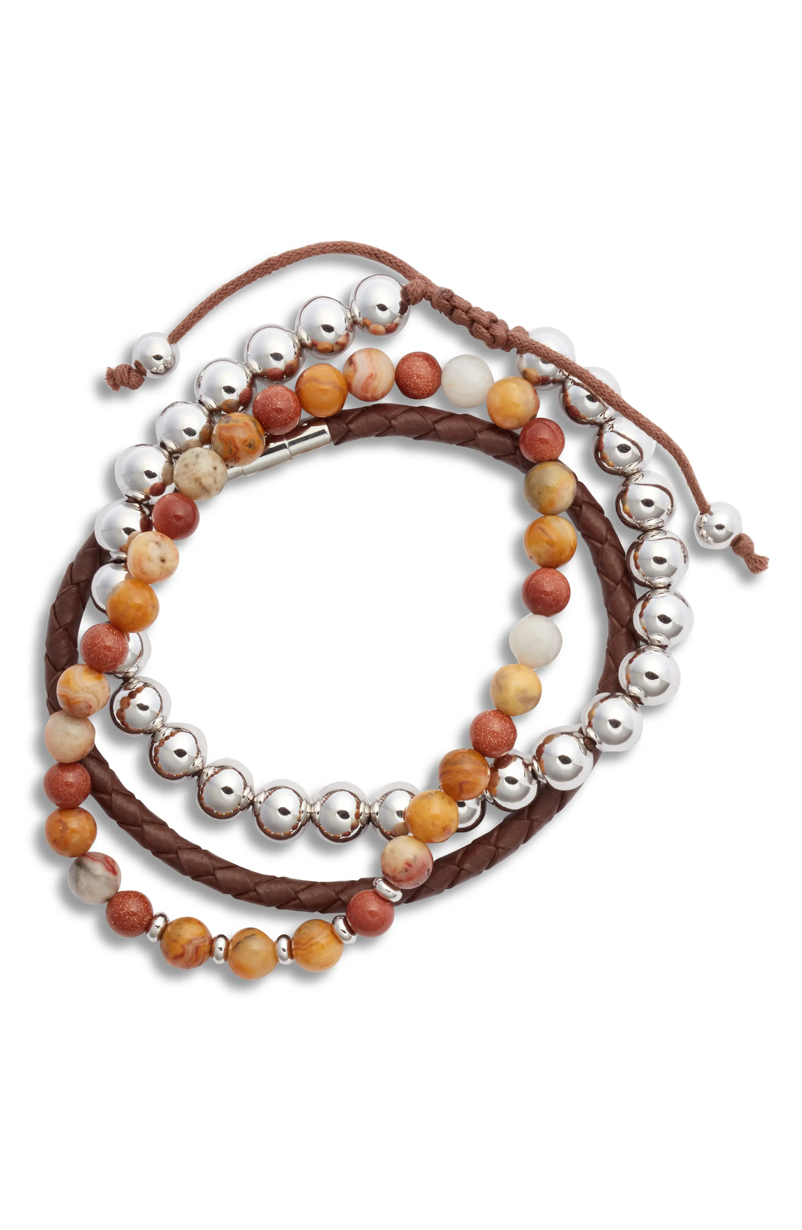 Men's Nordstrom Men's Assorted Set Of 3 Stacking Bracelets | Nordstrom