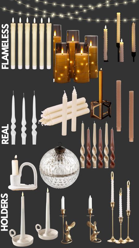 Candles are the best Christmas decor. Flameless candles give peace of mind while twisted and honeycomb taper candles add elegance. I've paired with some charming candle holders as well! #holiday2023 

#LTKHoliday #LTKhome #LTKfindsunder50