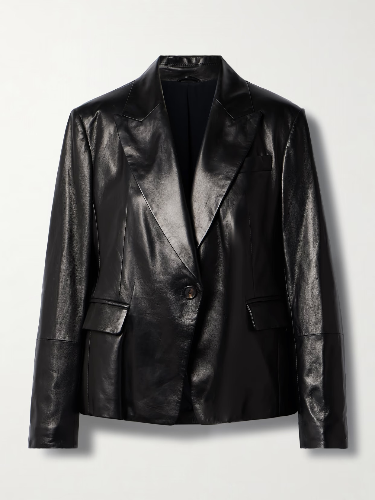 Brunello Cucinelli - Leather Blazer - Black | NET-A-PORTER (UK & EU)
