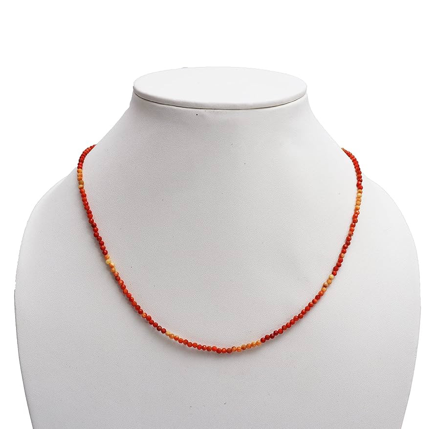 Natural Shaded Coral Beads Choker Necklace, 2.4-2.5 mm Beads With 16 + 2 Inch Adjustable Chain, H... | Amazon (US)