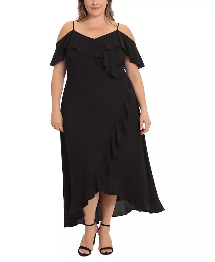 Plus Size Ruffled Cold-Shoulder Maxi Dress | Macy's