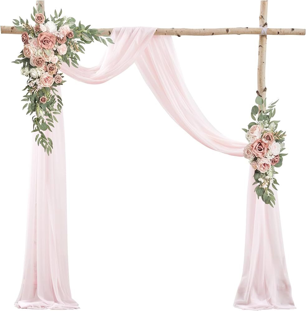 Wedding Arch Draping Fabric, 1 Panel 28" x 19Ft Blush Wedding Arch Drapes Sheer Backdrop Curtain ... | Amazon (US)