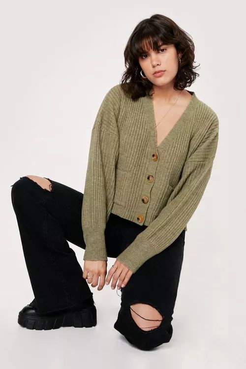 Balloon Sleeve Button Front Pocket Cardigan | Nasty Gal (US)