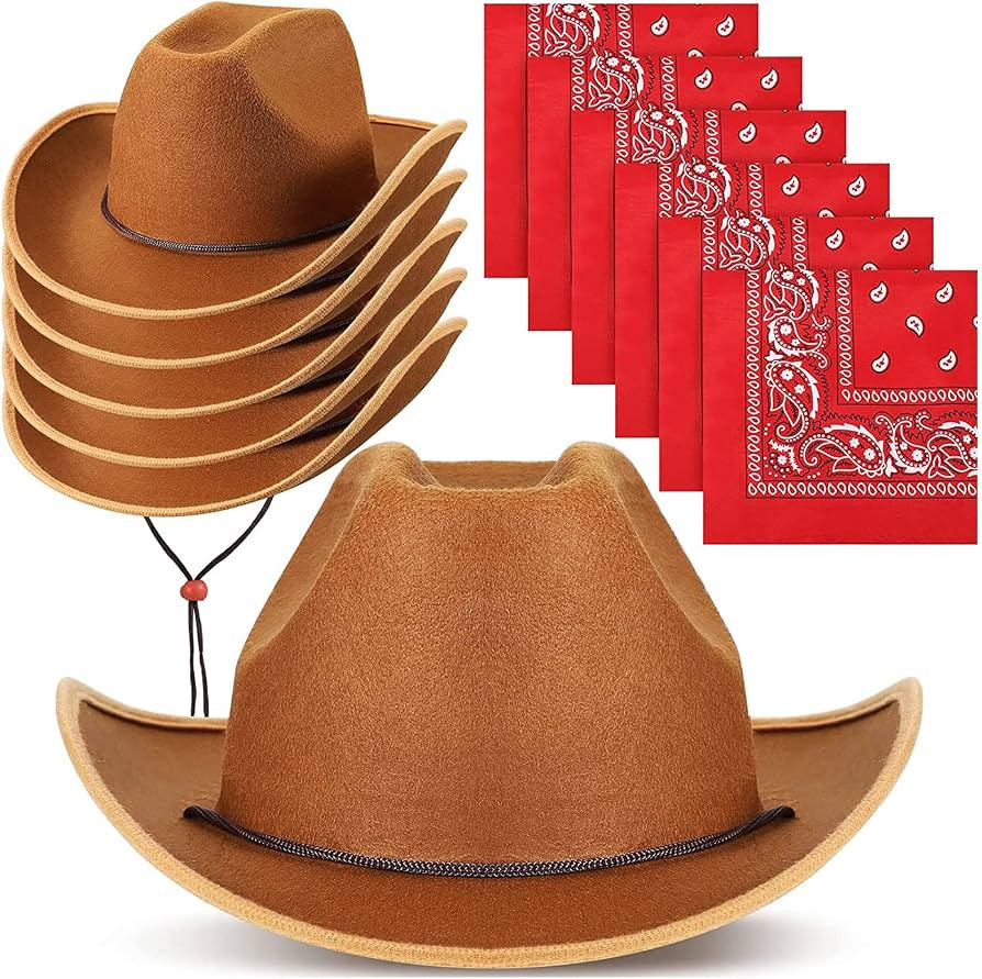 Bulk Toddler Western Cowboy Hats with Bandanas for Boys Girls for Cosplay Costume Accessories, We... | Amazon (US)
