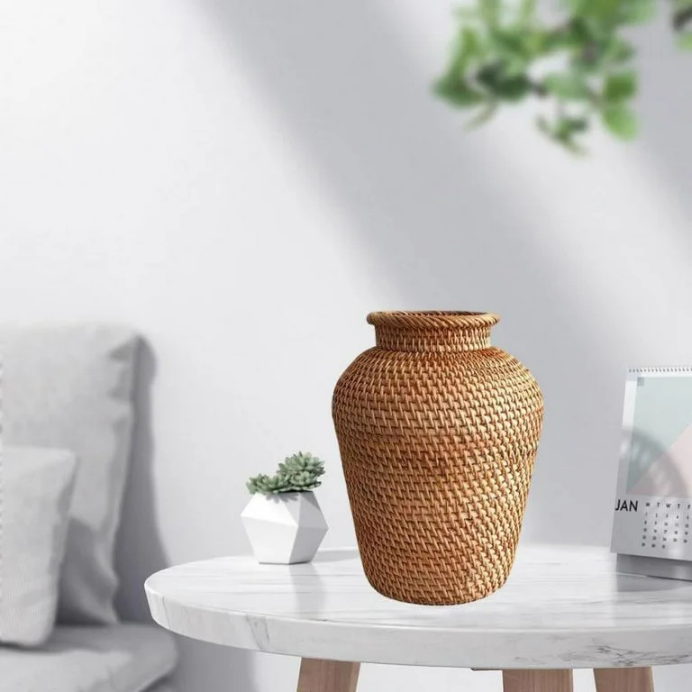 Rattan Vase Style Handmade Woven Plant Flower Vase Basket for Home Decor | Walmart (US)