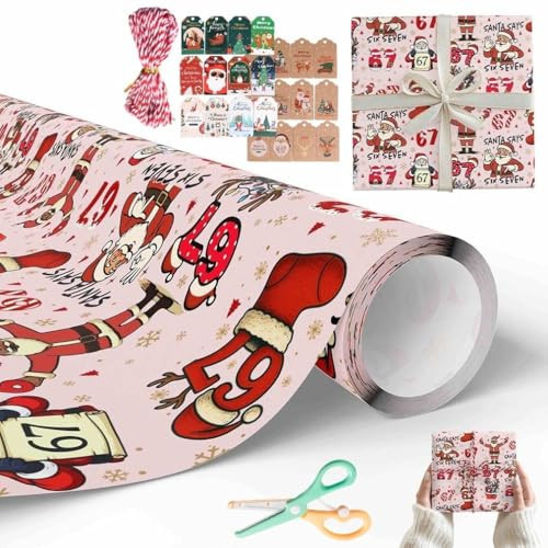 67 Meme Christmas Gift Wrap, Kids Funny Six Seven Wrapping Paper, Unique Brain Rot Gen a Meme Holiday Gift Wrap Paper Roll, 19in Wide Birthday Xmas Santa Festive Present Wrapping Rolls(Pink 72IN) | Amazon (US)