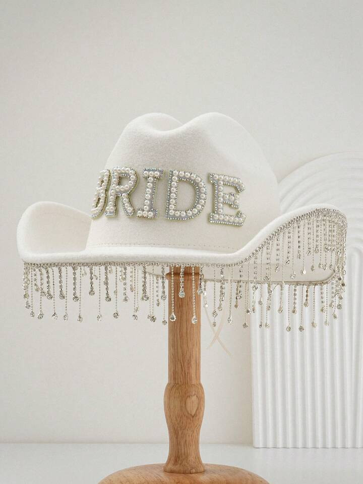 1PC Women's Solid Color Shiny Bling Wedding Hat. Unique Luxurious Crystal Pendant Design Paired W... | SHEIN