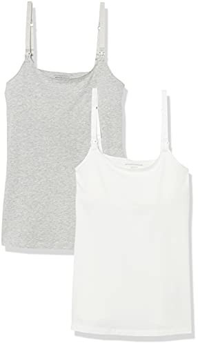 Amazon Essentials Women's Maternity Nursing Tops, Pregnancy Clothes with Adjustable Straps and Built-in Shelf Bra, Pack of 2, Light Grey Heather, X-Large | Amazon (US)